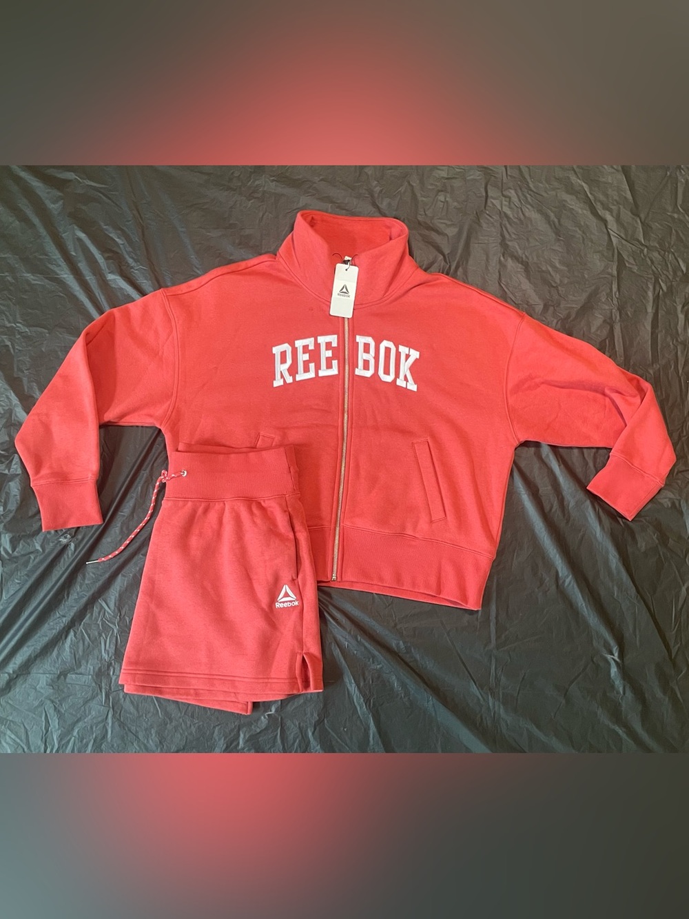Reebok Coral Red Zip Jacket and Skirt Set